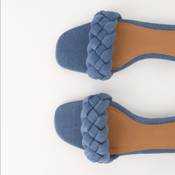 Light Blue Denim Slide Sandals - Picture 2 of 3